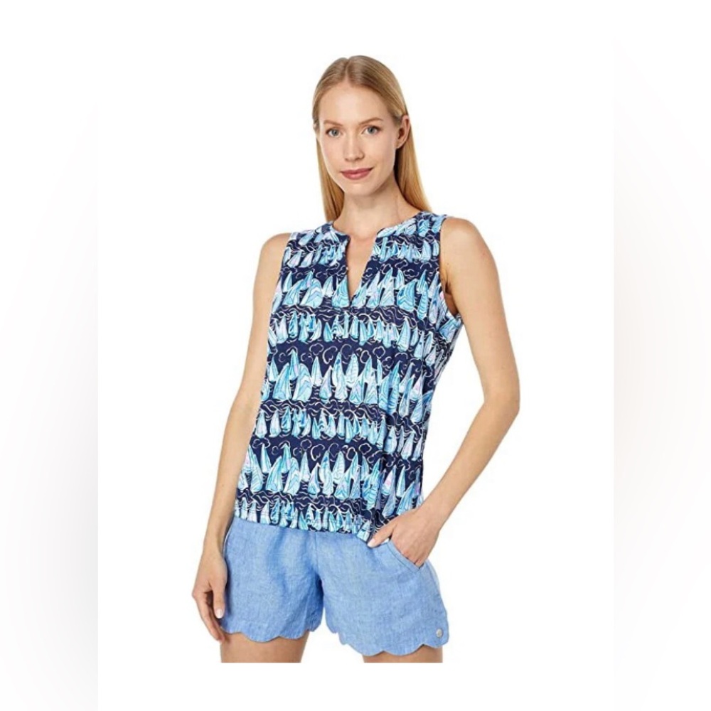 Lilly Pulitzer Low Tide Navy Blue Sails and Stripes Dev Tank Top